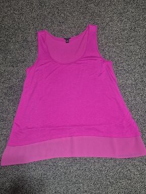 Ann Taylor Bright Fuchsia Scoop Neck Layered Hem Tank